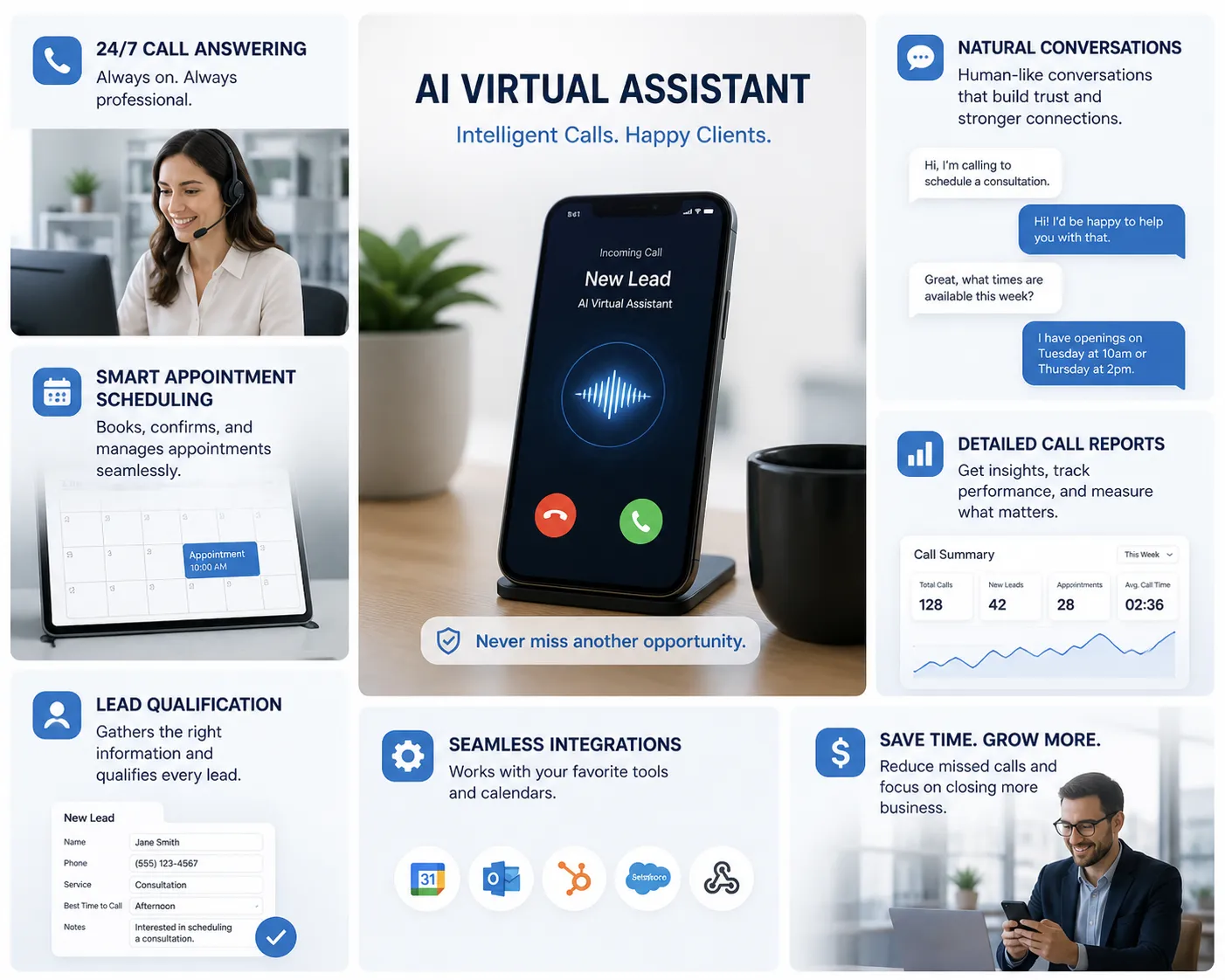 AI voice assistant handling inbound and outbound calls